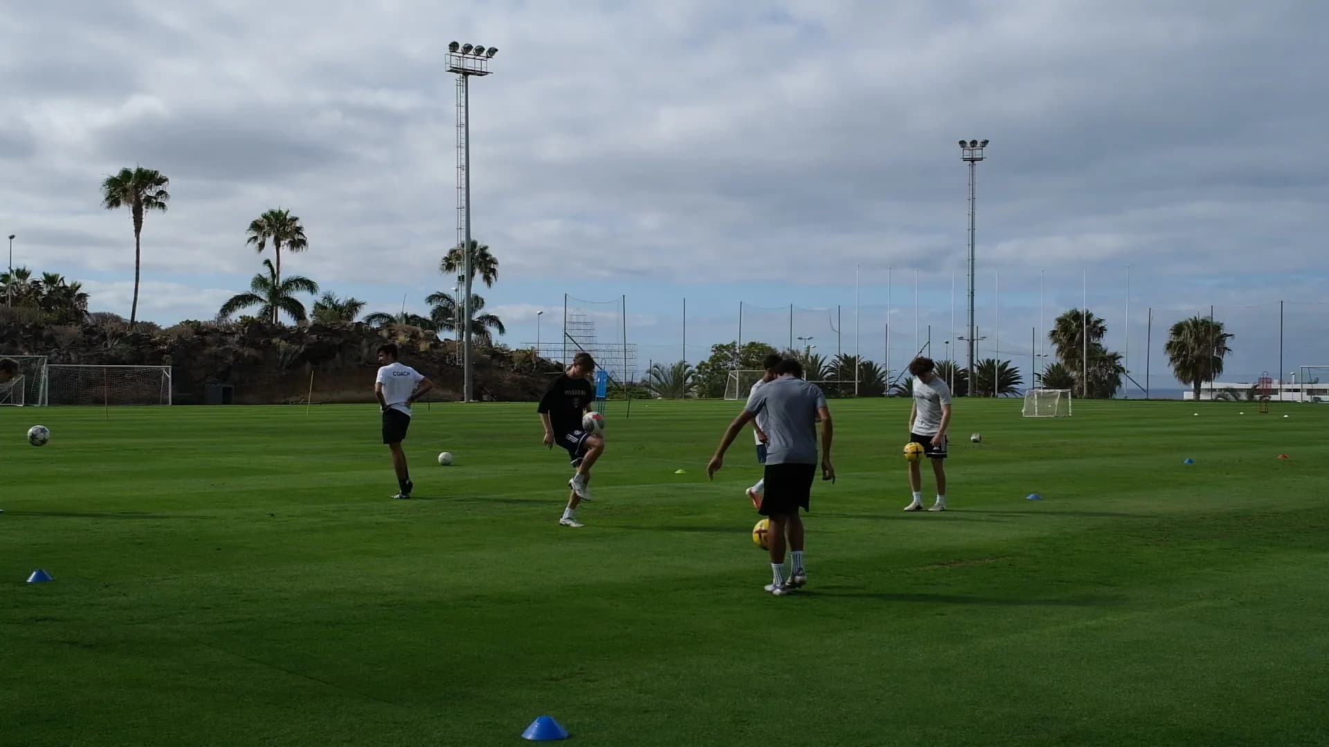 Houston players training on the pitch in Tenerife