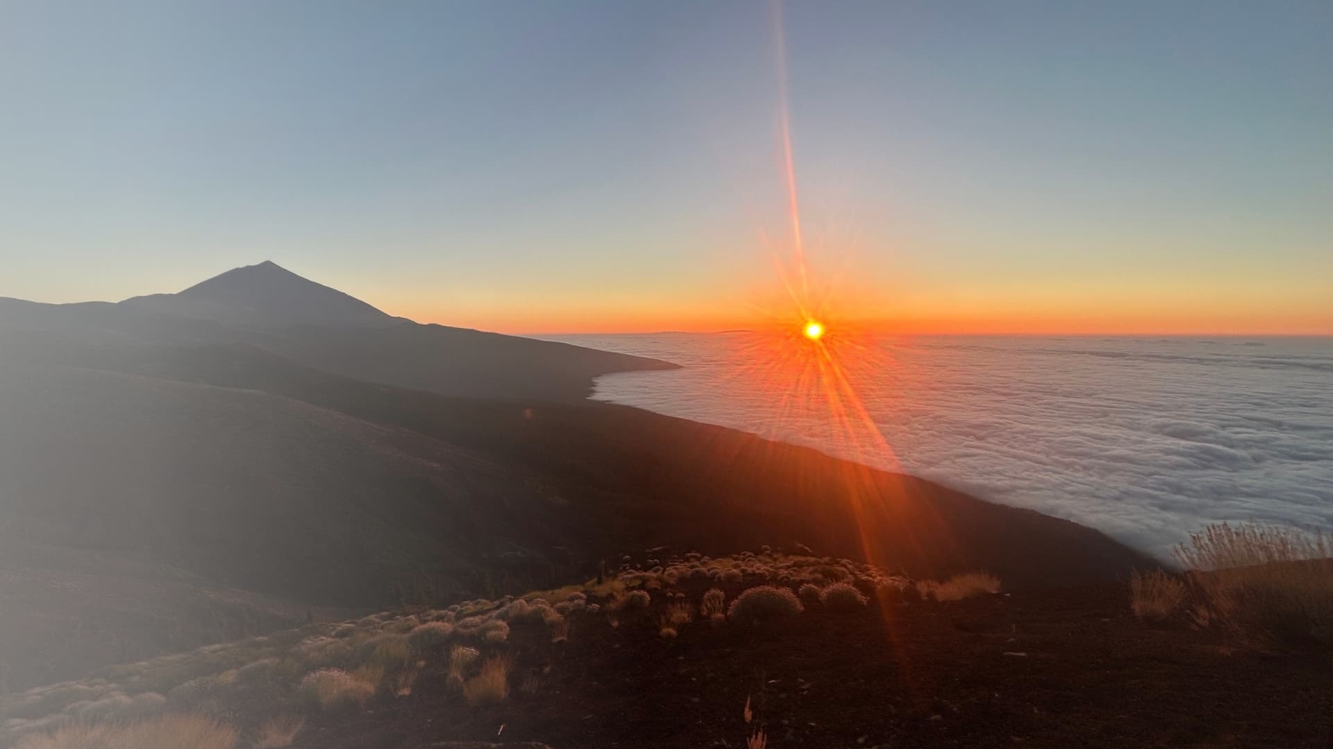 Tenerife sunset above the clouds